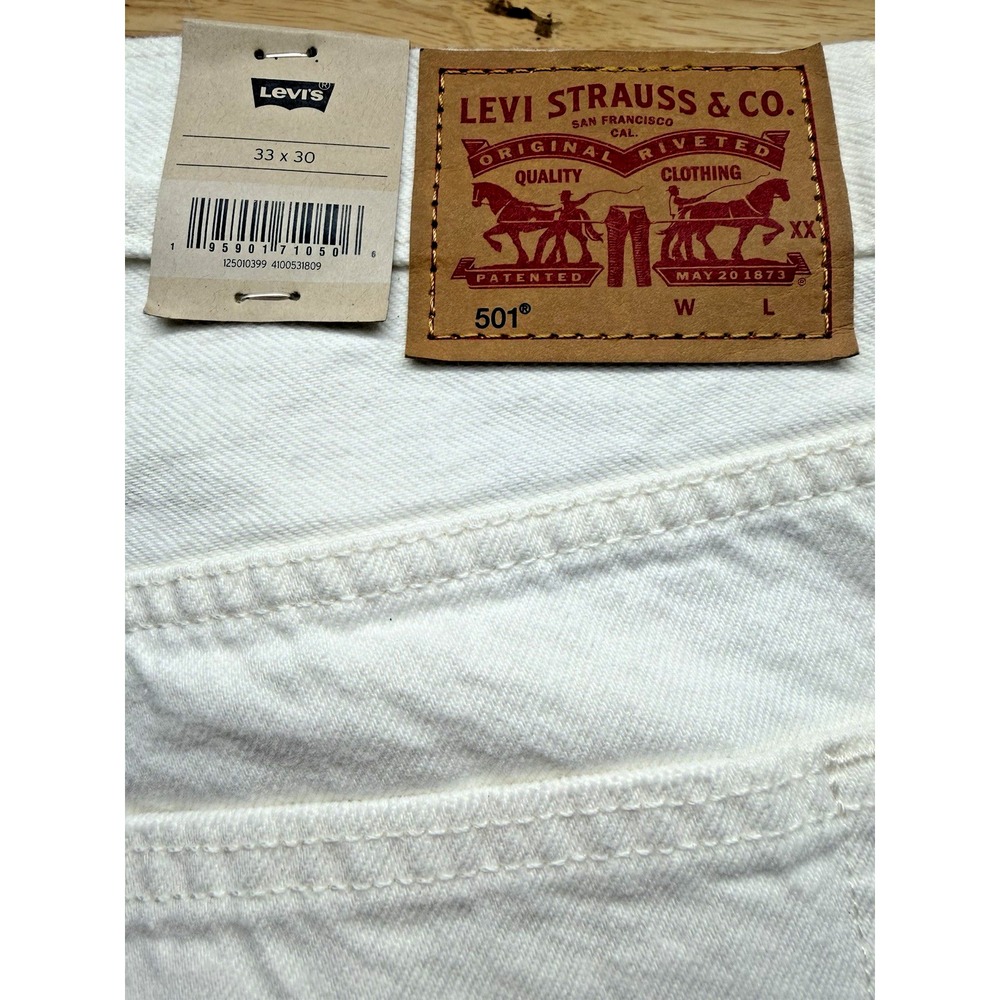 Levis 501 Original Fit Jeans Straight Leg Button Fly‎ 100% Cotton 33x30 White - Picture 3 of 12